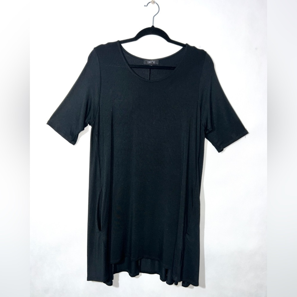 Comfy USA Black Short Sleeve T-shirt Feel Dress with Pockets size Medium